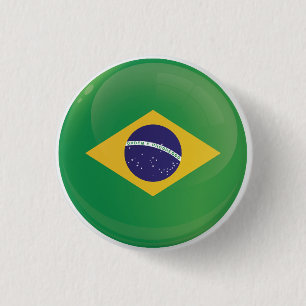 Brasilien Round Icon Flagga Knapp