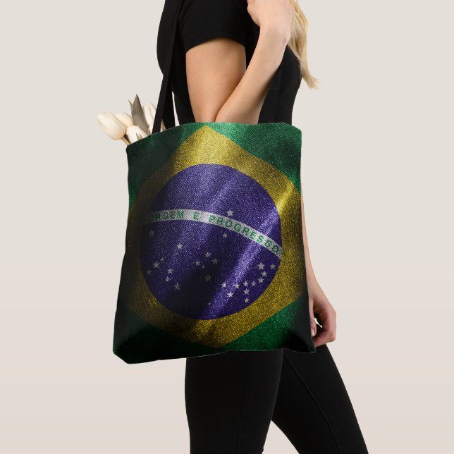 Brasilien silke flagga tygkasse (Närbild)