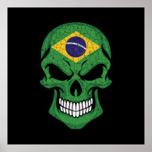 Brasilien Smiling Skull Flagga Poster