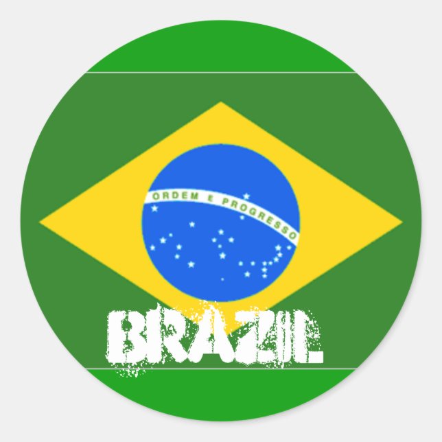 Brasilien Sticker Runt Klistermärke (Framsida)