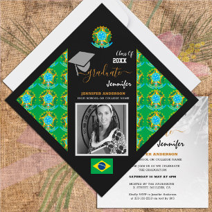 Brasilien Student & Photo, Brasilianska Flagga Stu Inbjudningar