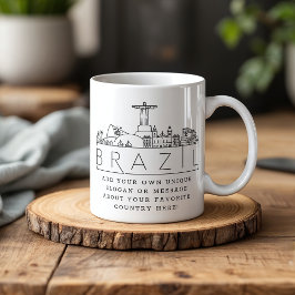 Brasilien Stylized Skyline | Anpassningsbar Slogan Kaffemugg