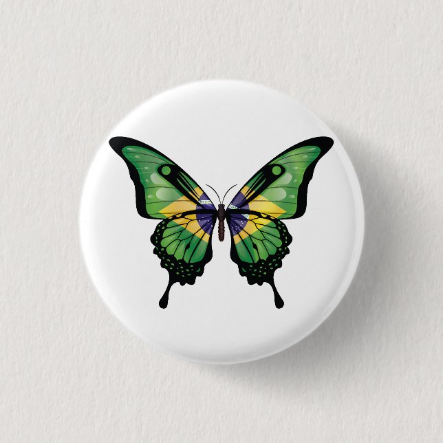 Brasilien Swallowtail Butterfly Flagga Sticker Knapp (Framsida)