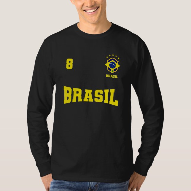 Brasilien T-shirt 2022 Blå nummer 8 (Framsida)