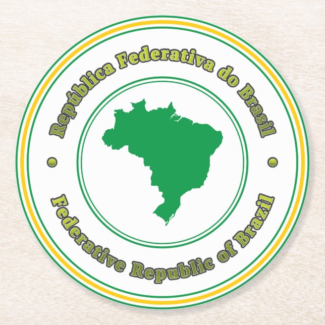 Brasilien Underlägg Papper Rund (Framsidan)