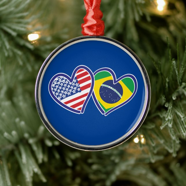 Brasilien USA Kärlek Hearts Julgransprydnad Metall (Träd)