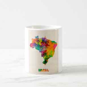 Brasilien vattenfärgkarta kaffemugg