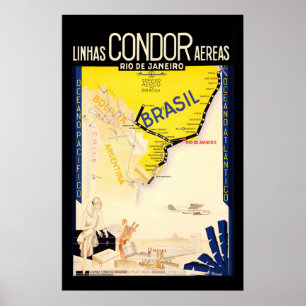 "Brasilien" Vintage resor Poster
