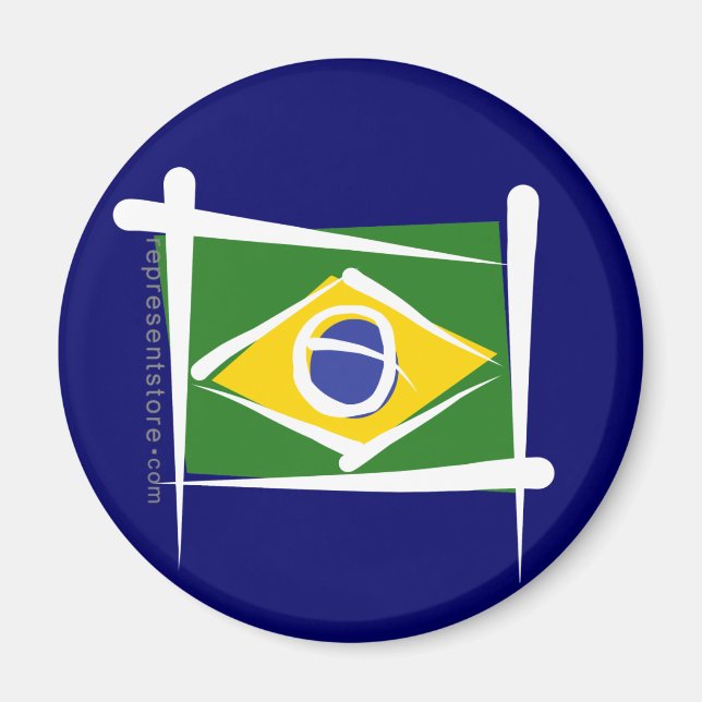 Brasilienborste Flagga Magnet (Framsidan)