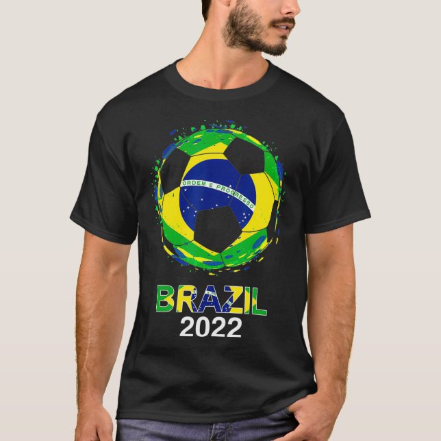 Brasiliens Flagga 2022 Understödjande brasilianskt T Shirt (Framsida)