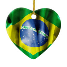 Brasiliens Flagga Ceramic Heart Jul-Dekoration