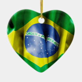 Brasiliens Flagga Ceramic Heart Jul-Dekoration Julgransprydnad Keramik