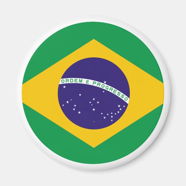 Brasiliens Flagga Circle of the MUSEUM Zazzle Magnet (Framsidan)