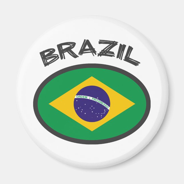 Brasiliens Flagga - Coola design! Magnet (Framsidan)