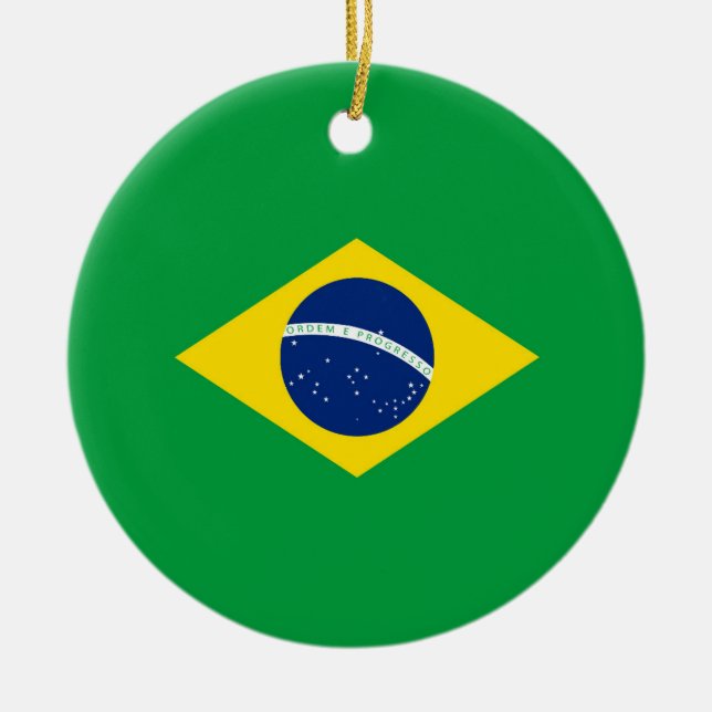 Brasiliens flagga julgransprydnad keramik (Framsidan)