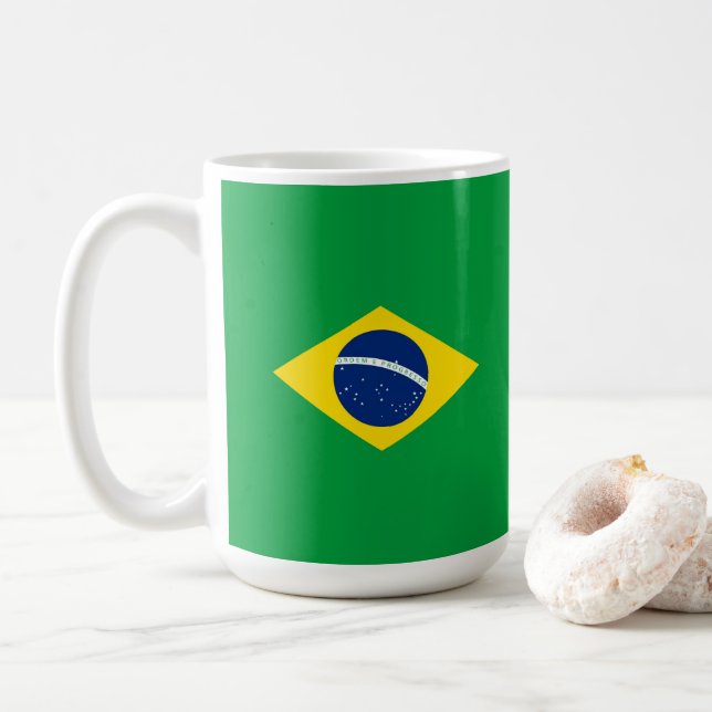 Brasiliens flagga kaffemugg (Med munk)