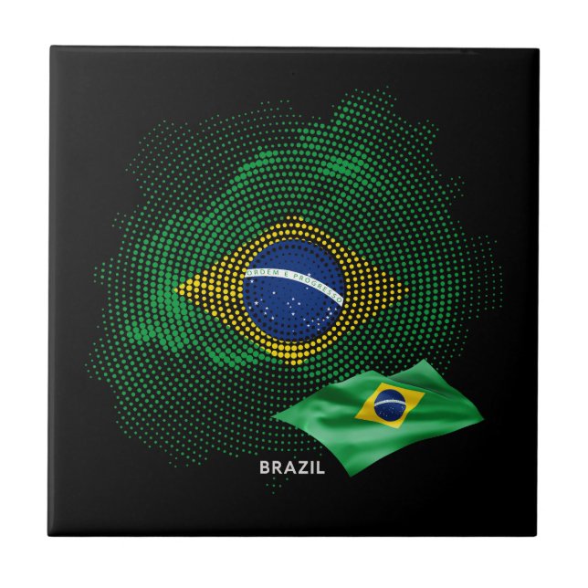 Brasiliens flagga kakelplatta (Framsidan)