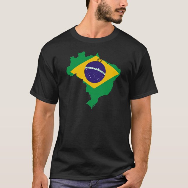 brasiliens flagga karta t shirt (Framsida)