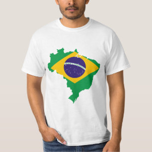 brasiliens flagga karta t shirt