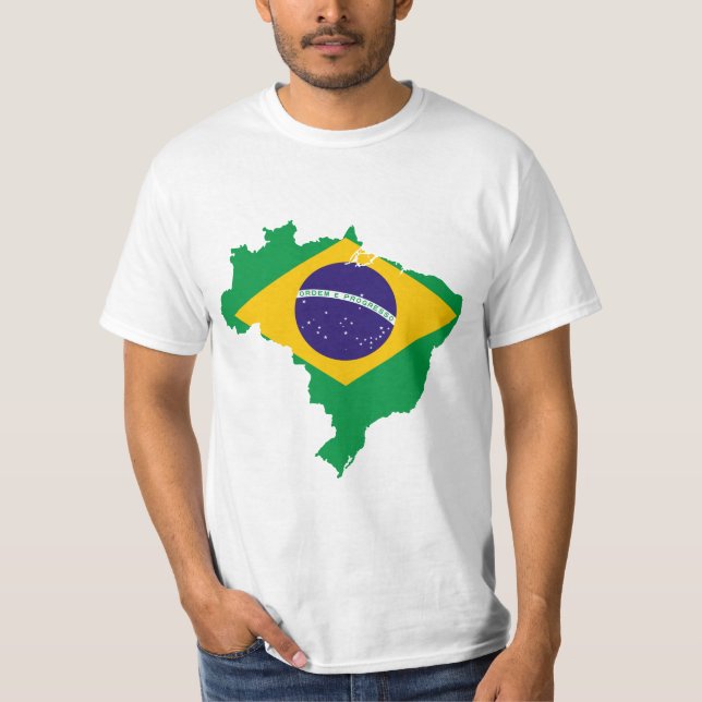brasiliens flagga karta t shirt (Framsida)