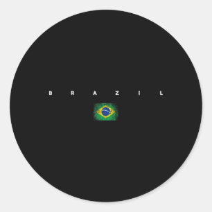 Brasiliens flagga stolthet Vintageretro fotboll br Runt Klistermärke