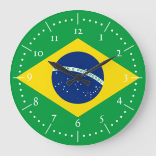 Brasiliens flagga stor klocka
