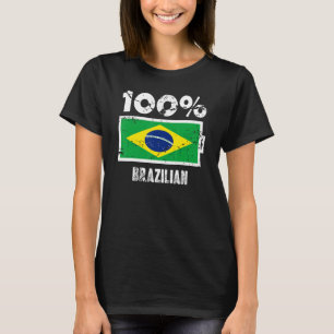 Brasiliens Flagga Support 100 Brasiliansk batteril T Shirt