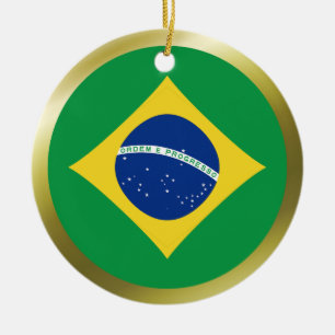 Brasiliens flaggprydnad julgransprydnad keramik