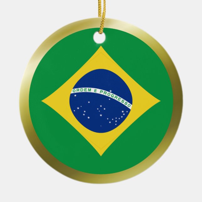 Brasiliens flaggprydnad julgransprydnad keramik (Framsidan)