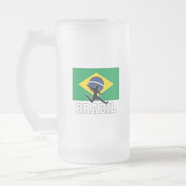 Brasiliens fotbollslag frostat ölglas (Vänster)