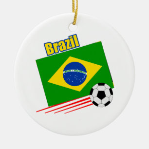Brasiliens fotbollslag julgransprydnad keramik