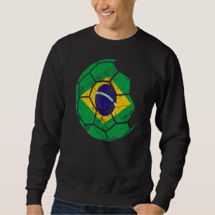 Brasiliens fotbollslag stöder teamets Flagga Lång Ärmad Tröja