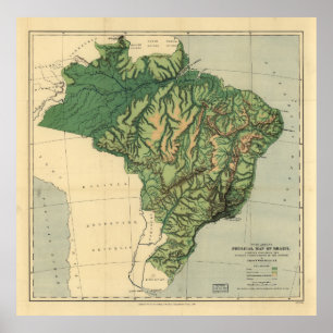 Brasiliens fysiska Karta (1886) Poster