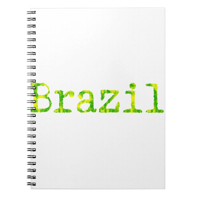 Brasiliens Grönt- och Gult-teckensnitt Anteckningsbok Med Spiral (Framsidan)