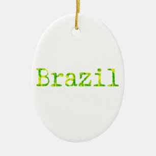 Brasiliens Grönt- och Gult-teckensnitt Julgransprydnad Keramik