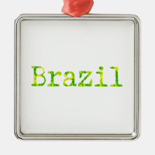 Brasiliens Grönt- och Gult-teckensnitt Julgransprydnad Metall