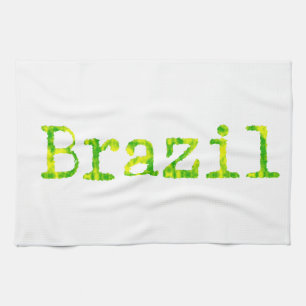 Brasiliens Grönt- och Gult-teckensnitt Kökshandduk