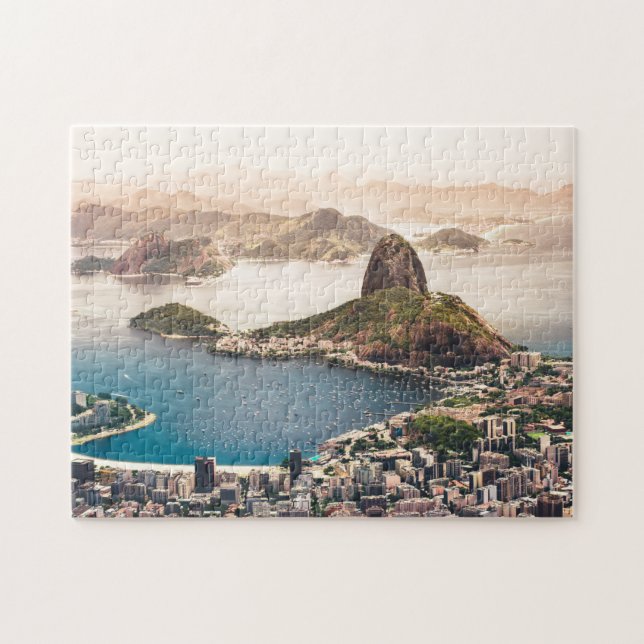 Brasiliens Ikoniska Rio De Janeiro Aerial Panorama Pussel (Horisontell)