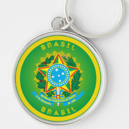 Brasiliens kulturarvssymbol rund silverfärgad nyckelring