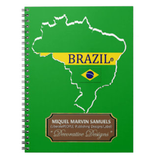 Brasiliens land-kontur Flagga Modern Notebook Färg Anteckningsbok Med Spiral