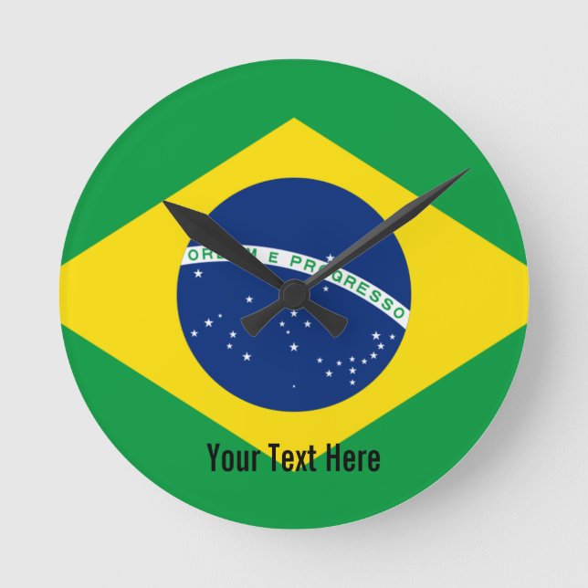 Brasiliens nationalflagga rund klocka (Framsida)