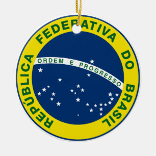 Brasiliens nationalsigill julgransprydnad keramik