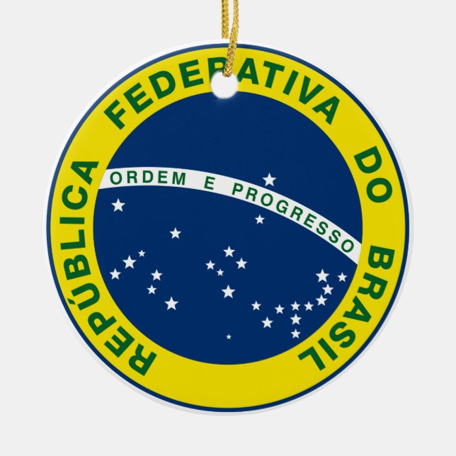Brasiliens nationalsigill julgransprydnad keramik (Framsidan)