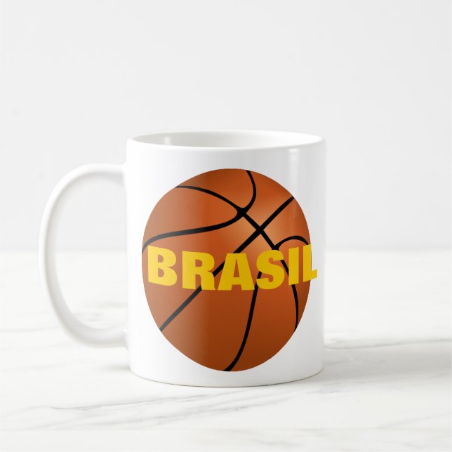 Brasiliens nationella basketbollteam med Lämnat ha Kaffemugg (Vänster)
