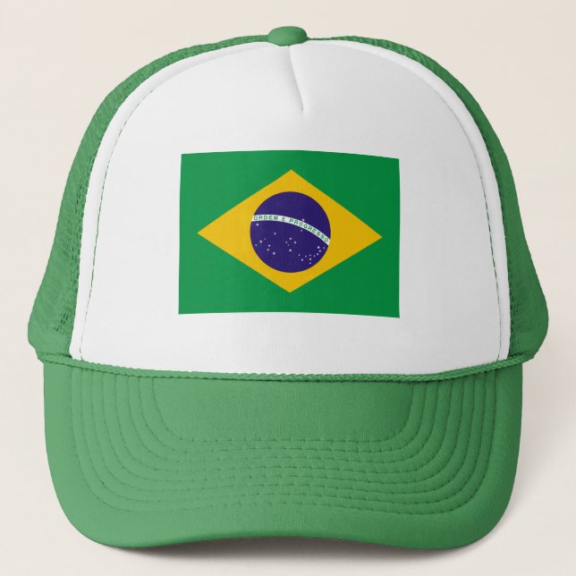 Brasiliens nationella Flagga Truckerkeps (Framsida)