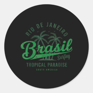 Brasiliens presentflagga Brasiliansk fan Vintage S Runt Klistermärke