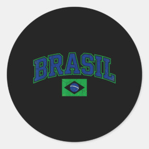 Brasiliens presentflagga Brasiliansk fan Vintage S Runt Klistermärke