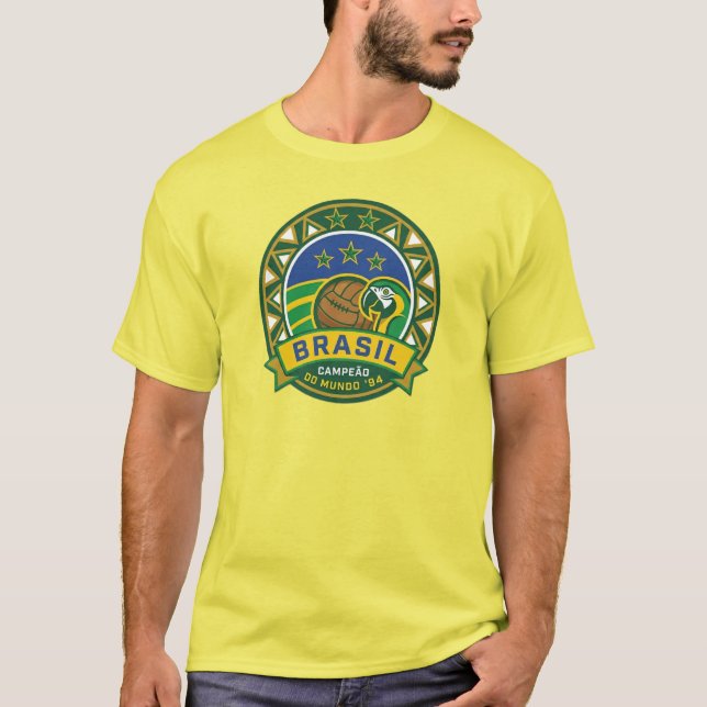 Brasiliens Retro 1994 VM-fotbollströja T Shirt (Framsida)