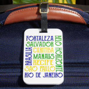 Brasiliens stad Namn Brasiliansk Flagga Poster Bagagebricka