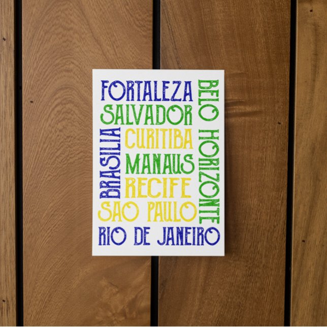 Brasiliens stad Namn Rio de Janeiro Sao Paulo Vykort (Brazil City Names Rio de Janeiro Sao Paulo Postcard
)